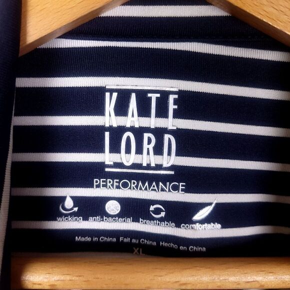 Kate Lord Performance Navy White Button Up Polo Shirt 1/2 Sleeve Size XL - Picture 7 of 8